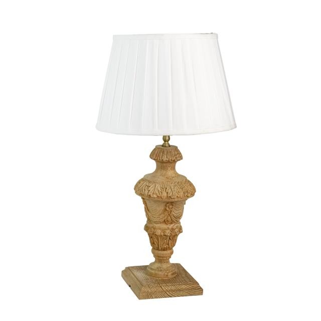 TABLE LAMP-Carved Wooden Urn