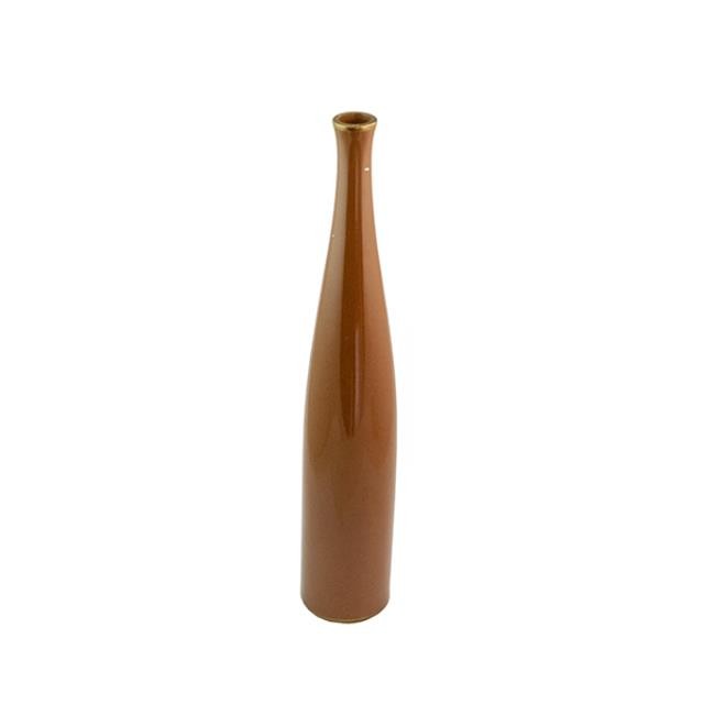 VASE-Long Neck Ceramic Bud Vase-Brick Color