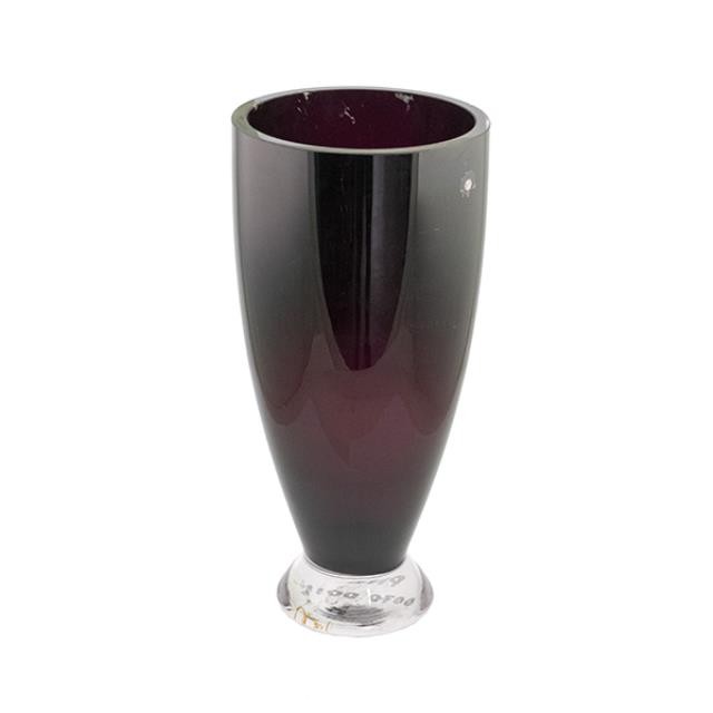 Vase-Dark Purple Glass W/Clear Circular Base