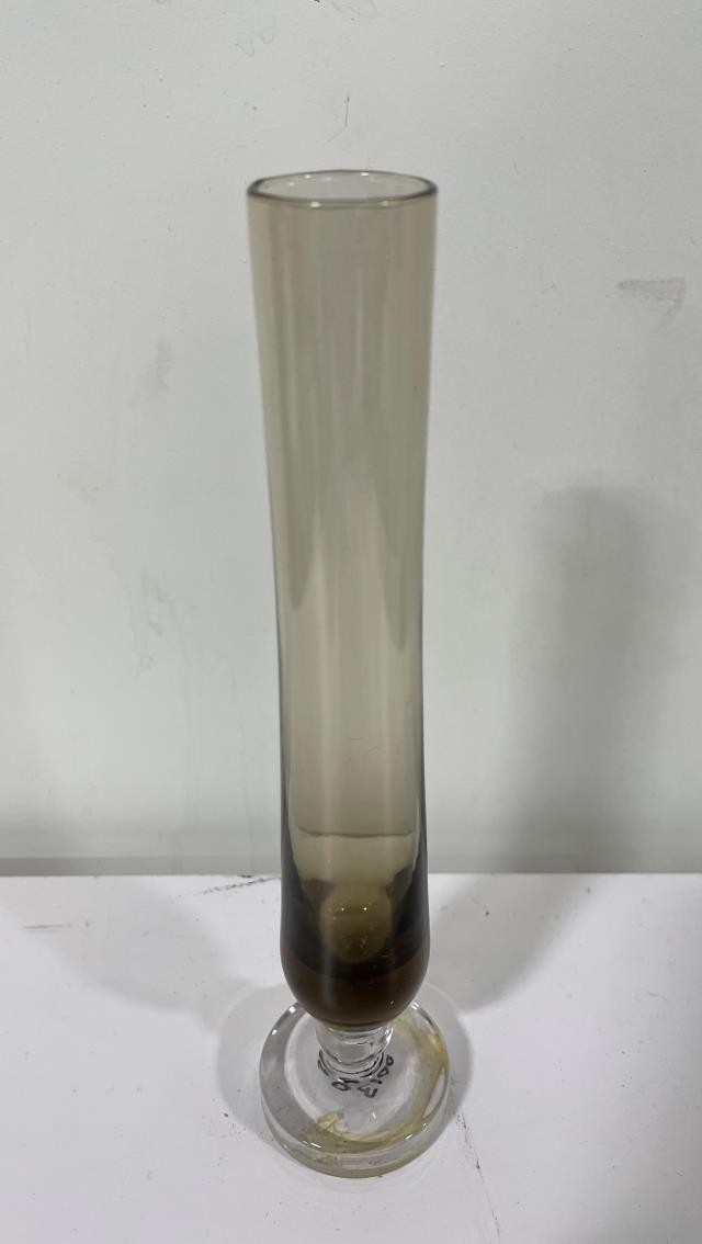 VASE-Smoke Colored Bud Vase W/Pedestal Vase