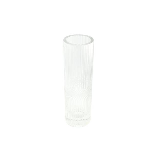 VASE-Clear Glass Cylinder with Verticle Ribs