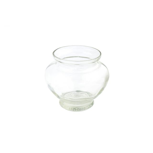 VASE-Clear Glass Squatty Urn