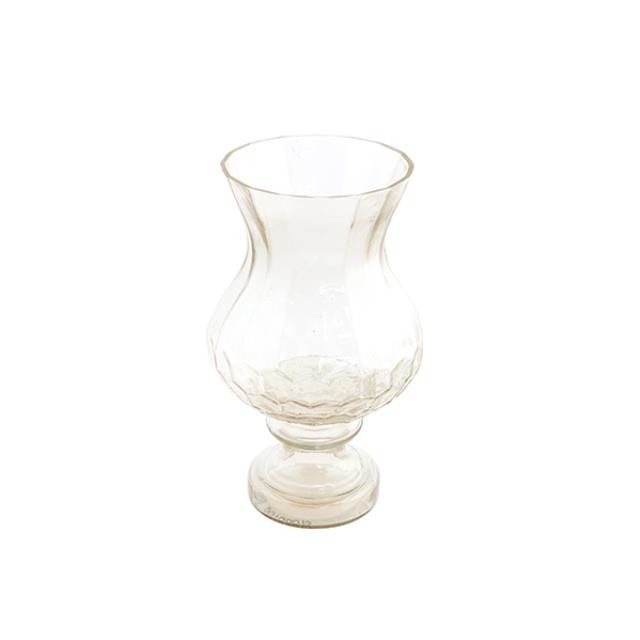 VASE-Irridescent Gold W/Ribs On Pedestal Base