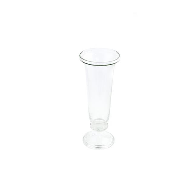 VASE-Clear Glass Modern Urn W/Pedestal Base