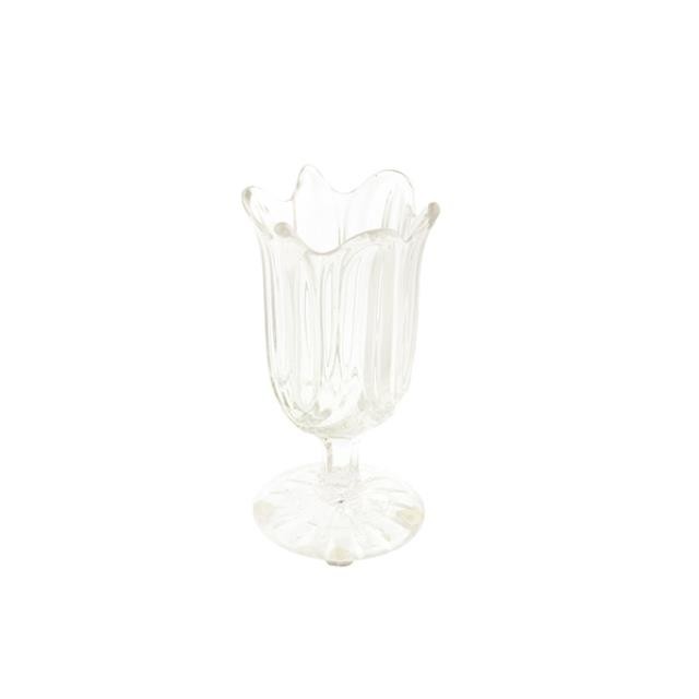 VASE-Clear Pressed Glass Dessert Cup W/Scalloped Edge