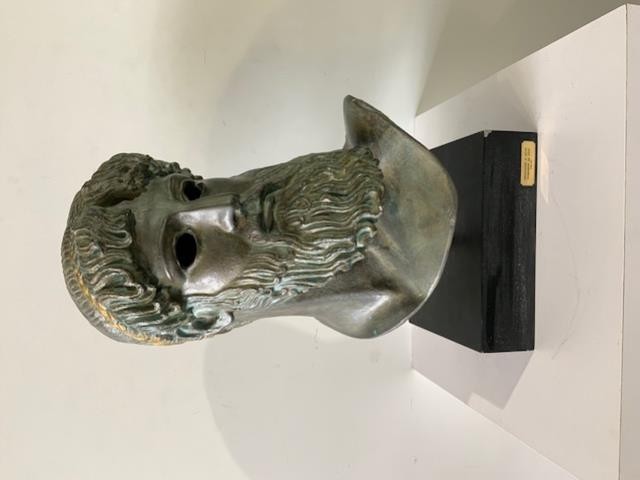 BUST-Greek God Poseidon-Oxidize Metal w/Brass Wreath