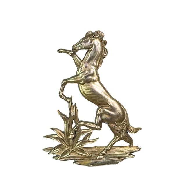 PLAQUE-LAF Gold Wood Rearing Horse