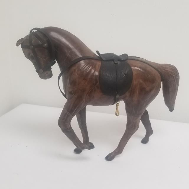 HORSE FIGURE- Carved of Wood & Covered in Leather