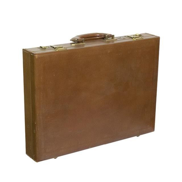 VINTAGE BRIEFCASE-Tan W/Gold Accents