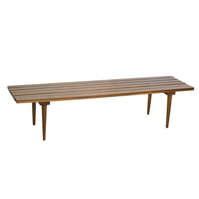 MID CENTURY MODERN BENCH-Slatted Walnut