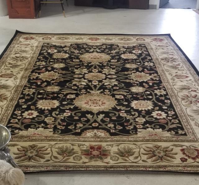 RUG (9 x12)-Persian/European Style- Ivory Border W/Black Center