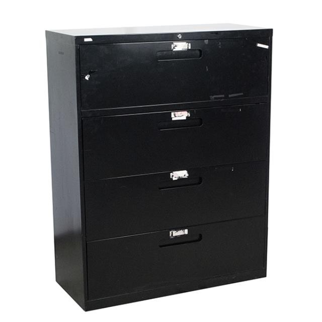 FILE CABINET-Black Metal (4)Horizontal Drawers