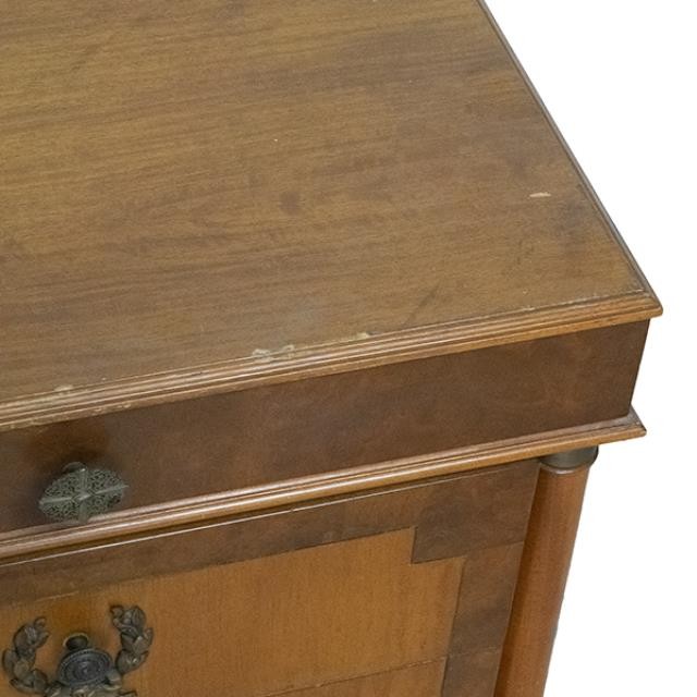 BEIDERMEIER NIGHTSTAND-(3)Drawer W/Brass Laurel Leaf Detail