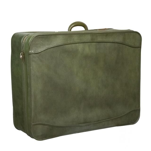 SUITCASE-Vintage Green Faux Leather