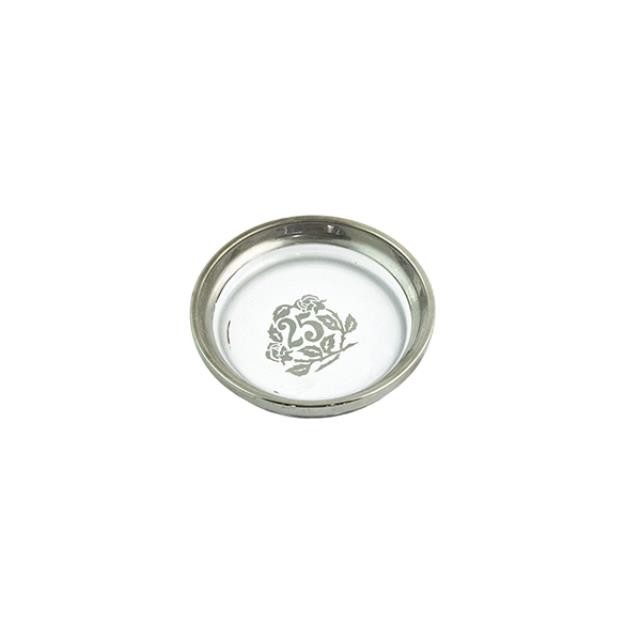 ASHTRAY-"25" Monogrammed-Glass w/Silver Rim