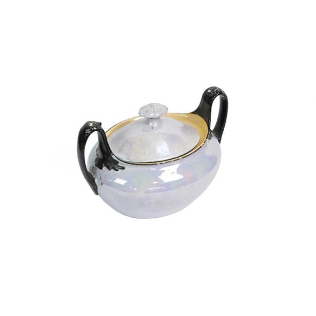 SUGAR BOWL-Iridescent Purple w/ Yellow Interior & Blk Handle