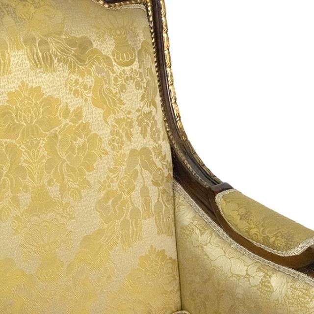 ARM CHAIR-Louis XV Style Gold Damask/Square Back