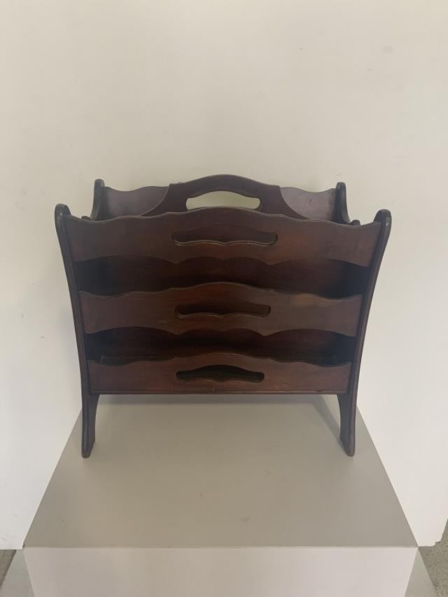 MAGAZINE RACK-MCM Mahogany Wood Rack