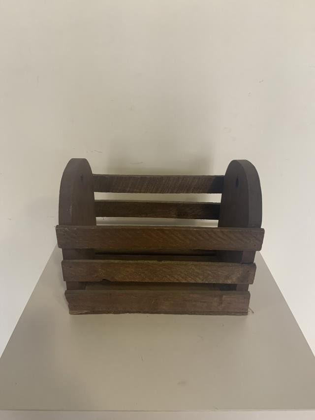 MAGAZINE RACK-Slatted Wood-Rounded Ends