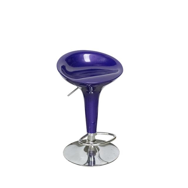 STOOL-Purple Molded Stool W/Chrome Base & Foot Rest