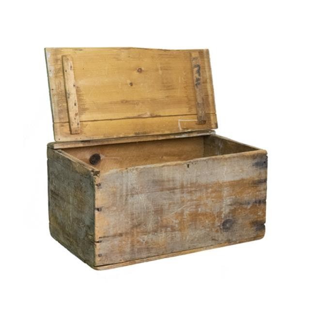 WOOD CRATE-Distressed Wood With Lid