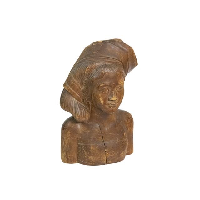 BUST-Wooden Asian Female W/Head Wrap