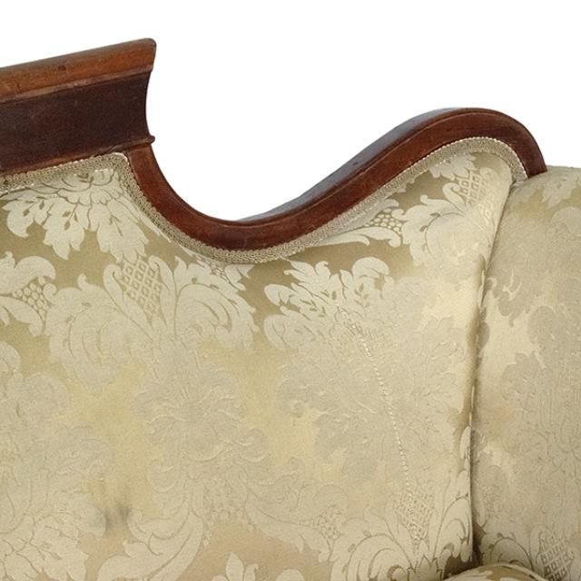 VICTORIAN SOFA-Gold Damask/Rolled Arm