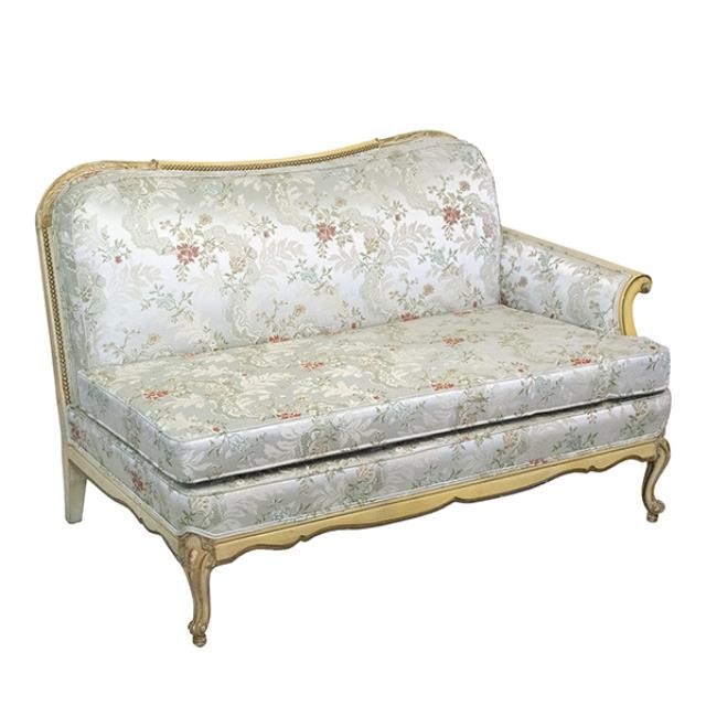 RAF SETTEE-Vintage Blonde Frame W/Silver Upholstery