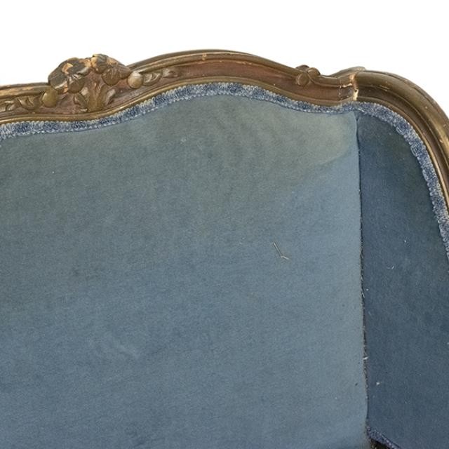Louie Inspired Blue Velvet Sofa W/Wood Frame