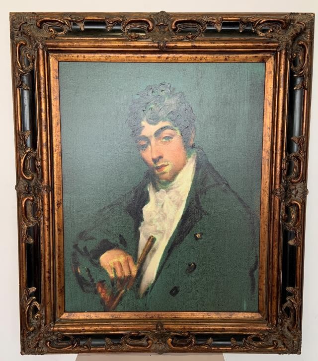 MALE PORTRAIT-Georgian Era/Dark Haired Pipe in Hand