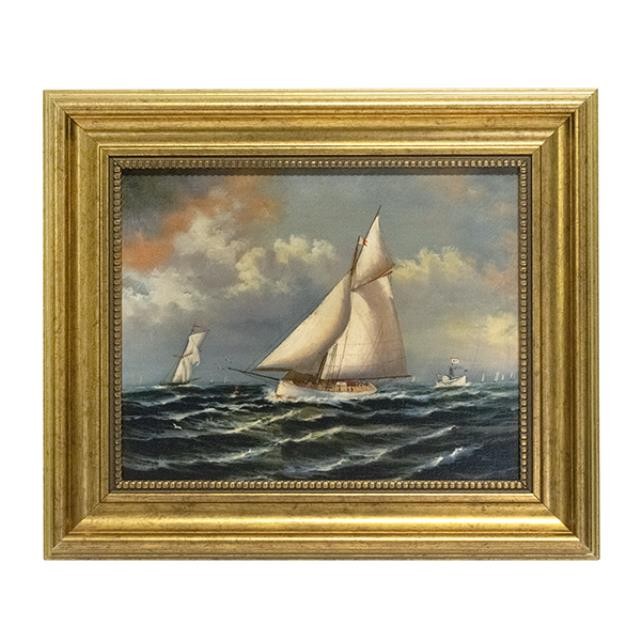 PAINTING-The Puritan Leading Genesta Framed Oil Painting