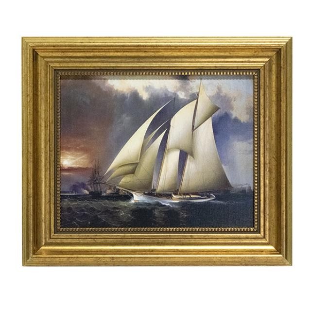 PAINTING-The Yacht "Magic" Defending America's Cup 1870