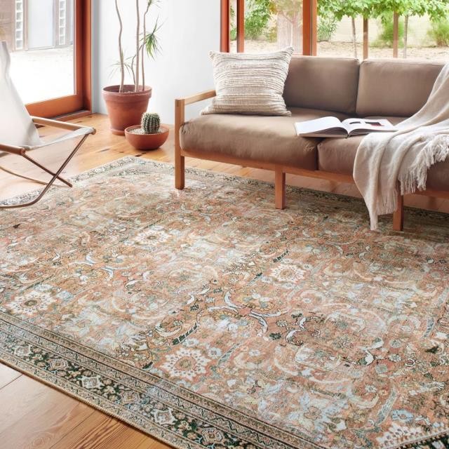 RUG (8'6"x11'6")-Auburn Printed Botanical Vintage Rug