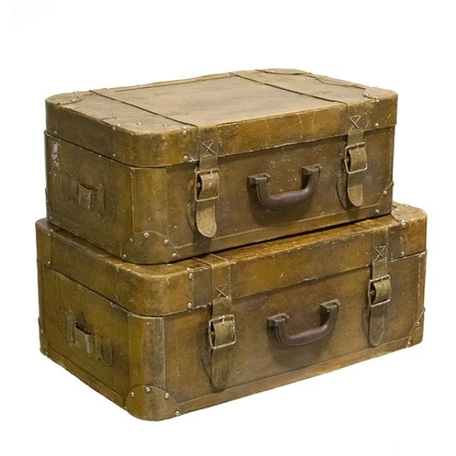 SUITCASE-Large Vintage Ochre Antique Finish Suitcase