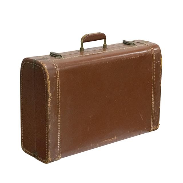 VINTAGE SUITCASE-Brown Leather W/Initials "W.F.W"