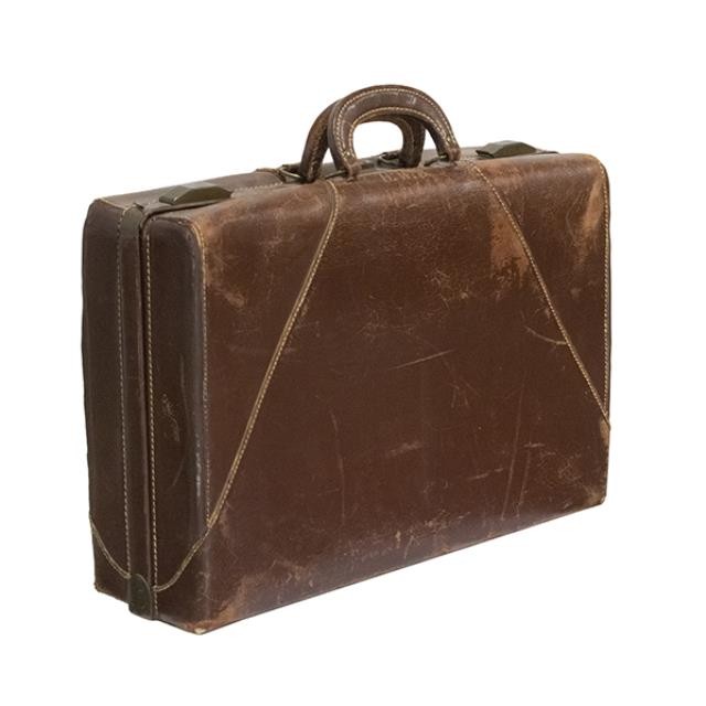 VINTAGE LUGGAGE-Brown W/Initials "HWB"