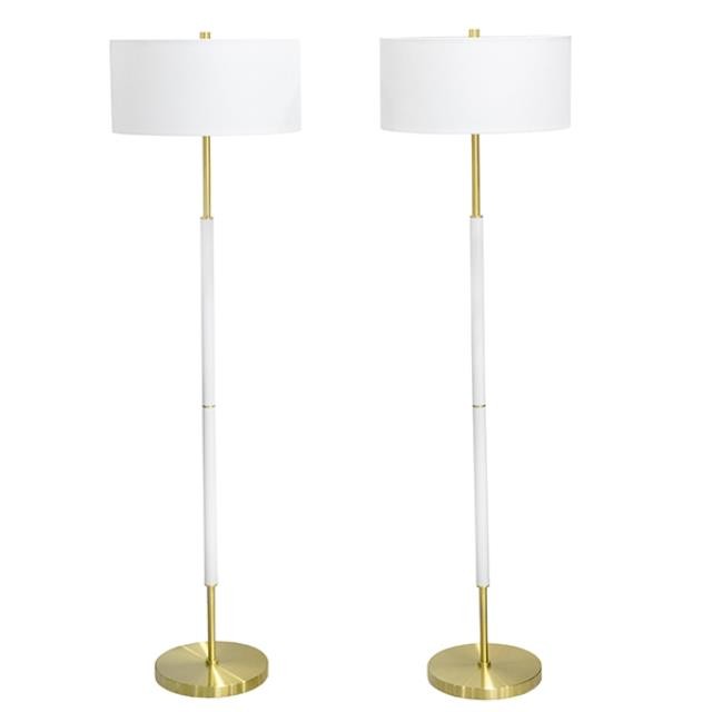 FLOOR LAMP-Contemporary Matte White & Gold