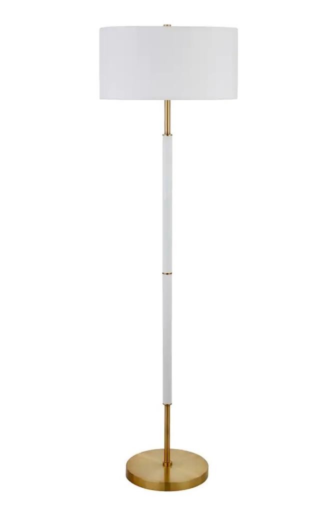 FLOOR LAMP-Contemporary Matte White & Gold