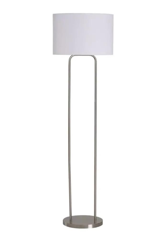 FLOOR LAMP-Contemporary Brushed Steel Double Rod