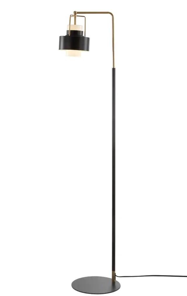 FLOOR LAMP-Industrial Chic Black W/Antique Brass