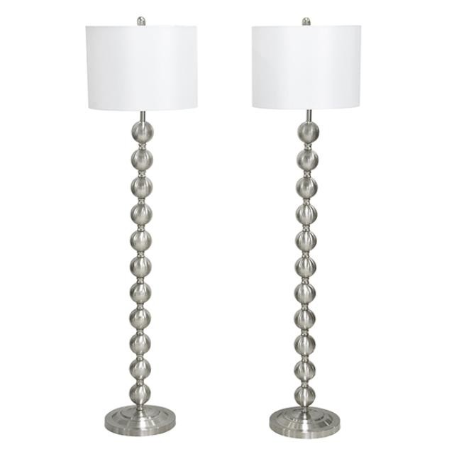 FLOOR LAMP-Brushed Steel Stacked Balls