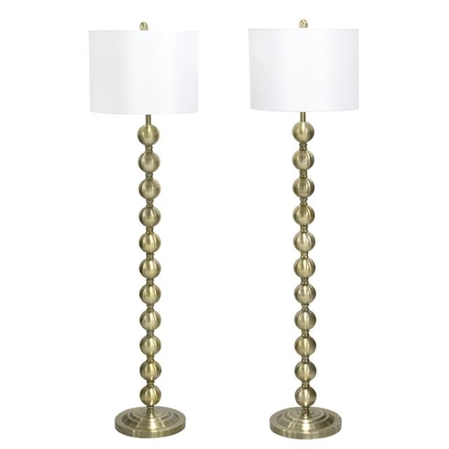 FLOOR LAMP-Brushed Brass Stacked Balls