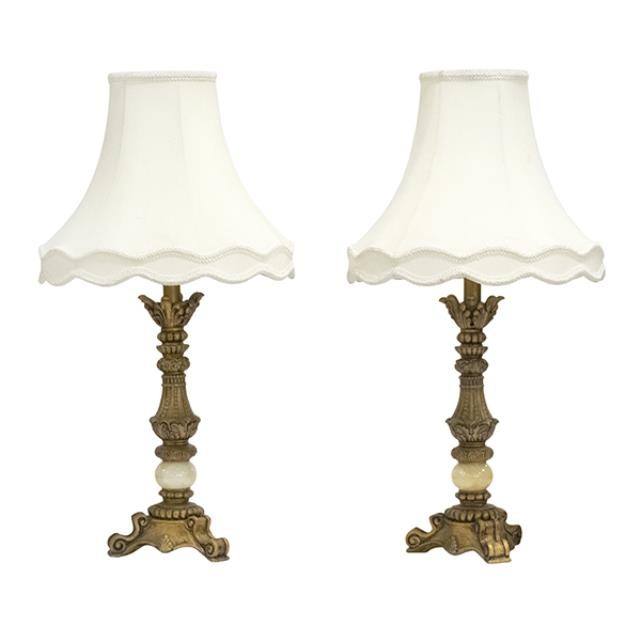 TABLE LAMP-Ornate Gold w/Marble Detail