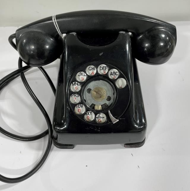 Vintage Kellog Inspired Phone-Black Square Base/Rotary