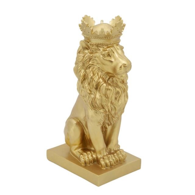 SCULPTUE-Gold Lion W/Crown