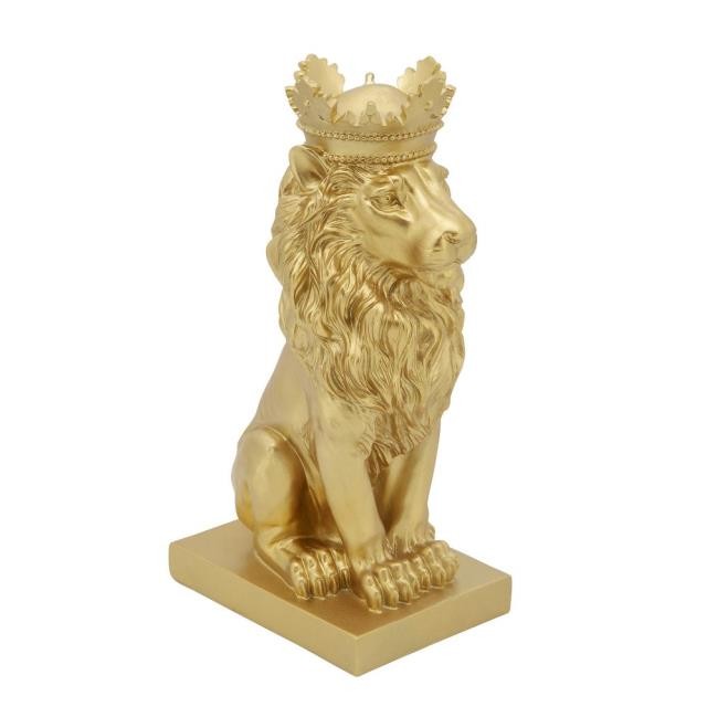 SCULPTUE-Gold Lion W/Crown