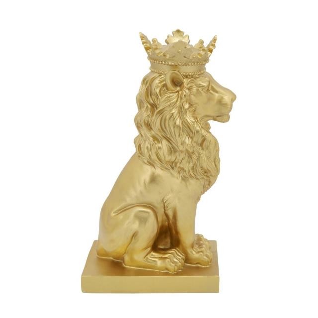 SCULPTUE-Gold Lion W/Crown