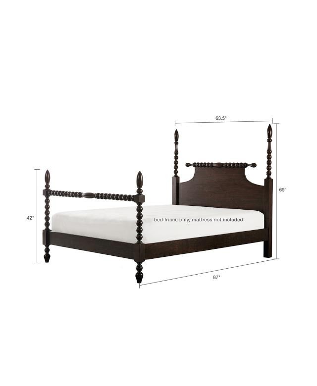 QUEEN HEADBOARD/FOOTBOARD-Turned Posts W/Deep Morocco Wood Finish