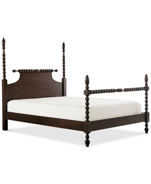 QUEEN HEADBOARD/FOOTBOARD-Turned Posts W/Deep Morocco Wood Finish