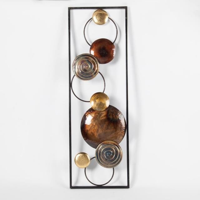 WALL PANEL-Metal Geometric Circles in Brown & Gold Tones